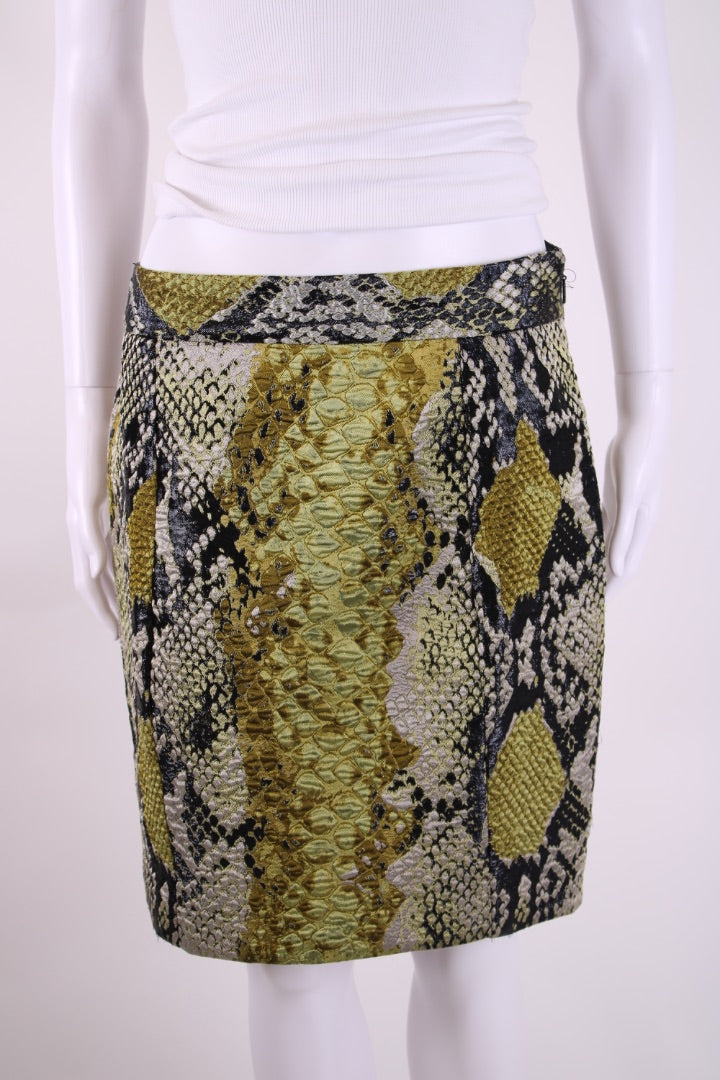 Gucci Snake Print Skirt Yellow/ Silver 10