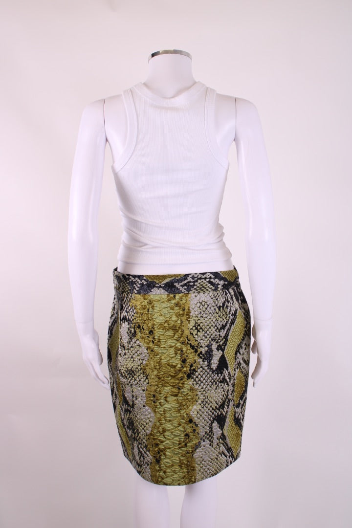 Gucci Snake Print Skirt Yellow/ Silver 10