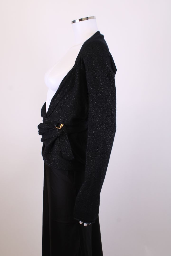 Gucci L/S Lurex Wrap Cardigan Black M