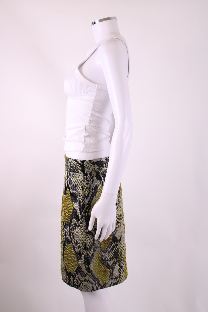Gucci Snake Print Skirt Yellow/ Silver 10