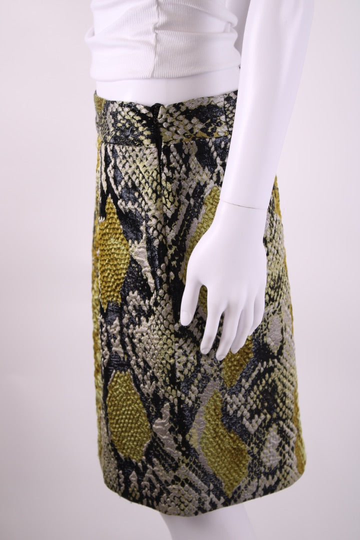 Gucci Snake Print Skirt Yellow/ Silver 10