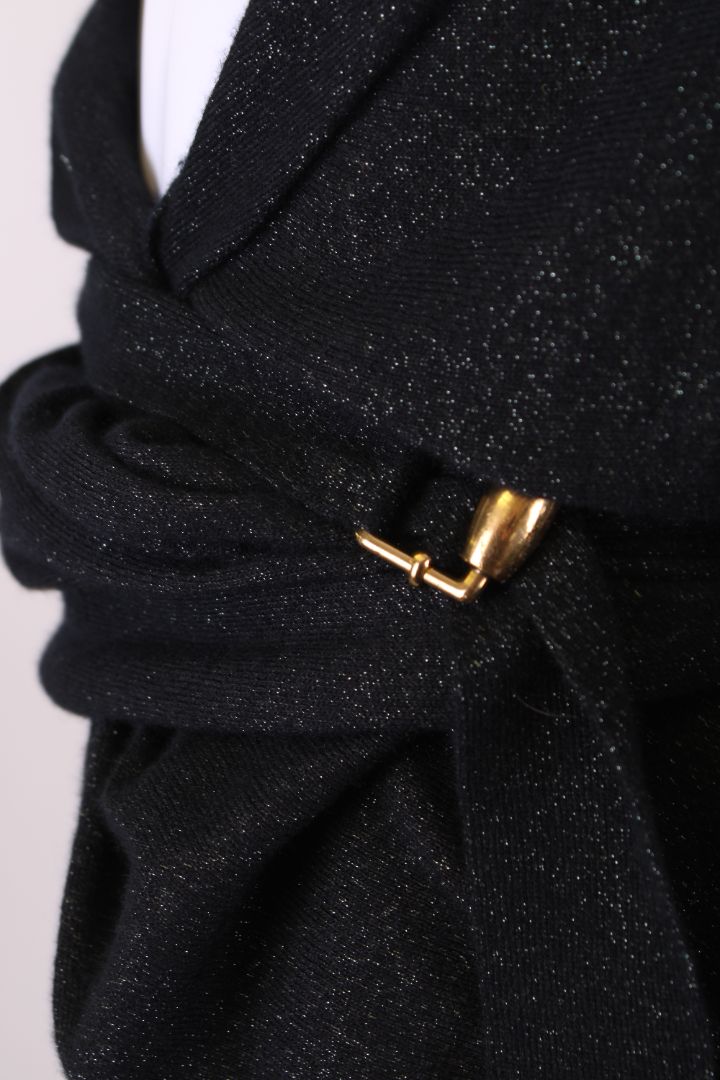 Gucci L/S Lurex Wrap Cardigan Black M