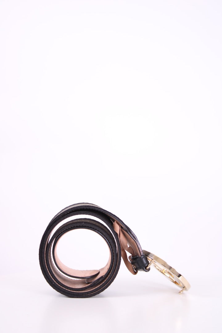 Gucci Interlocking GG Stripe Belt Black/Gold 85.34