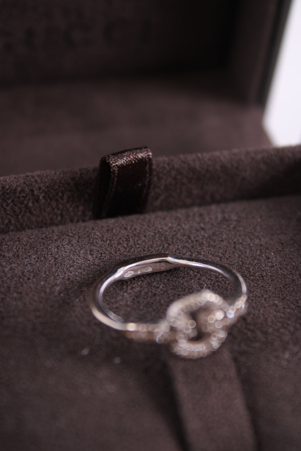 Gucci 18ct White Gold & Diamond Double G Ring 18ct White Gold 15