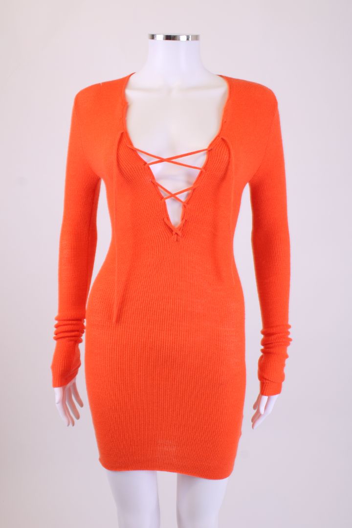 Ganni L/S Knit Dress Orange XXS
