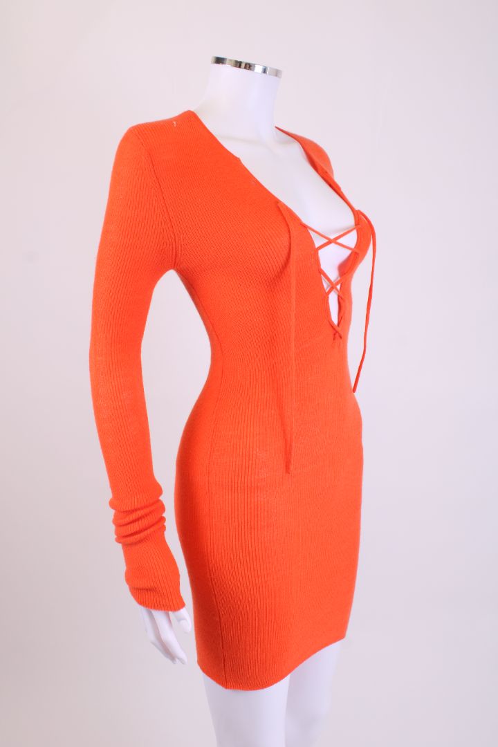 Ganni L/S Knit Dress Orange XXS