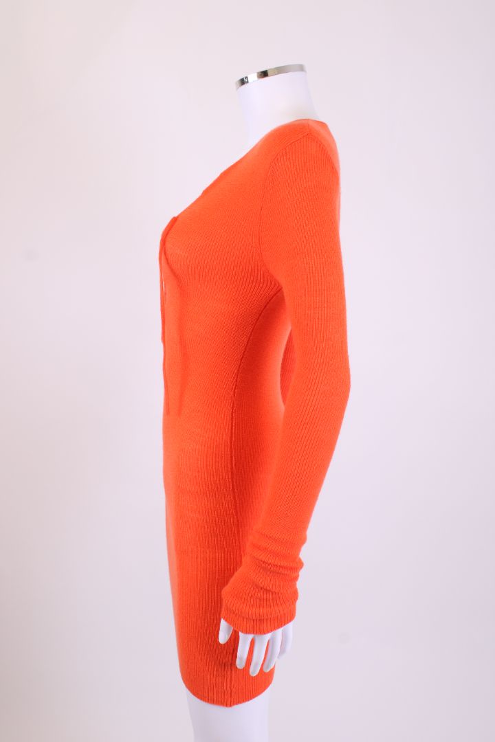 Ganni L/S Knit Dress Orange XXS