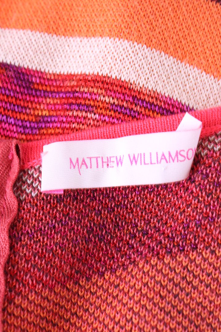Matthew Williamson L/S Stripe Knit Dress Coral/ Brown 8
