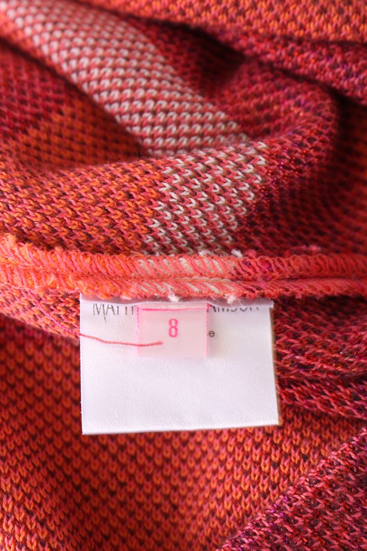 Matthew Williamson L/S Stripe Knit Dress Coral/ Brown 8