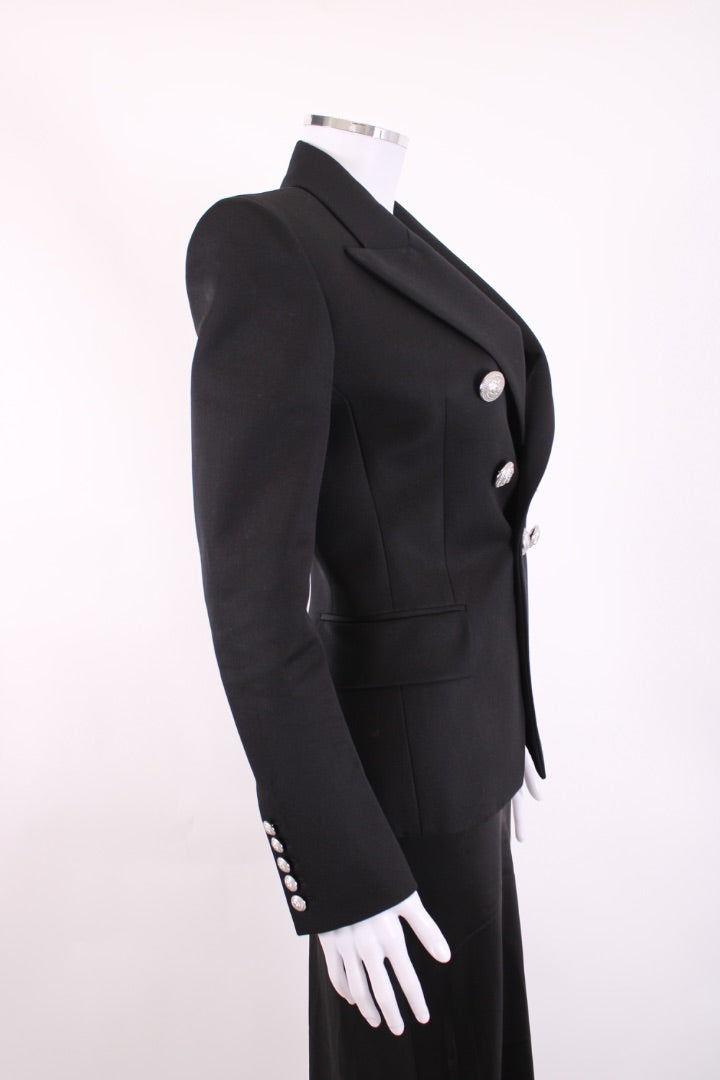 Balmain Silver Button Blazer Black 8