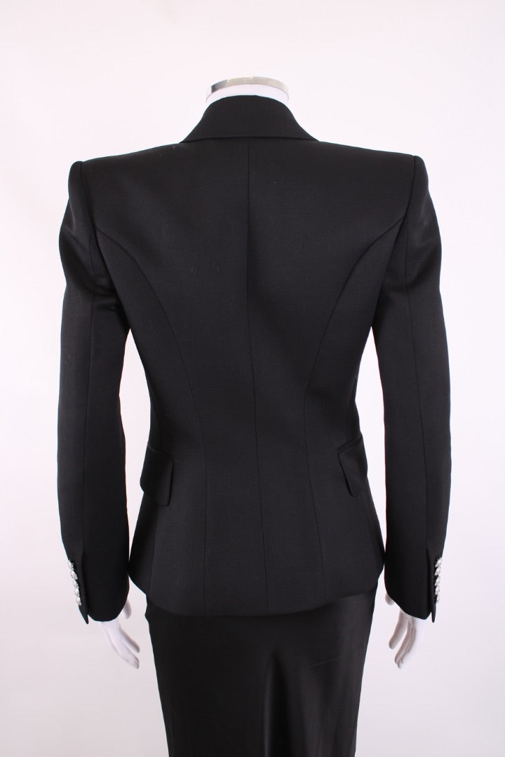 Balmain Silver Button Blazer Black 8