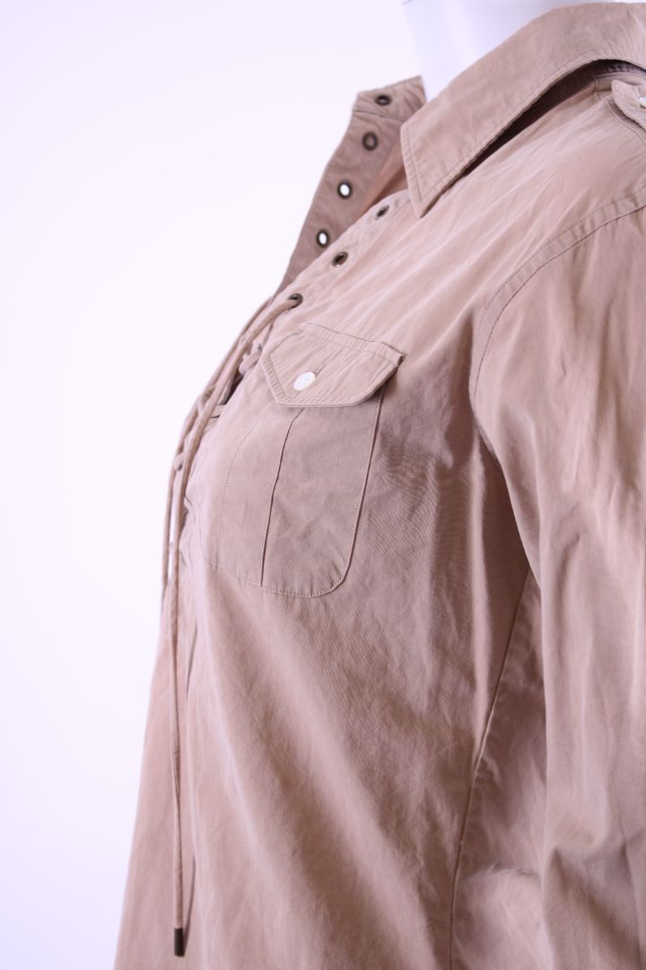Ralph Lauren Tie-Front Shirt Beige UK 8