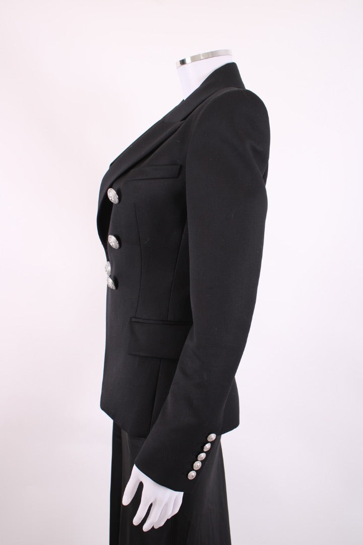 Balmain Silver Button Blazer Black 8