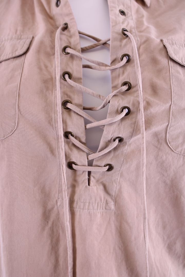 Ralph Lauren Tie-Front Shirt Beige UK 8