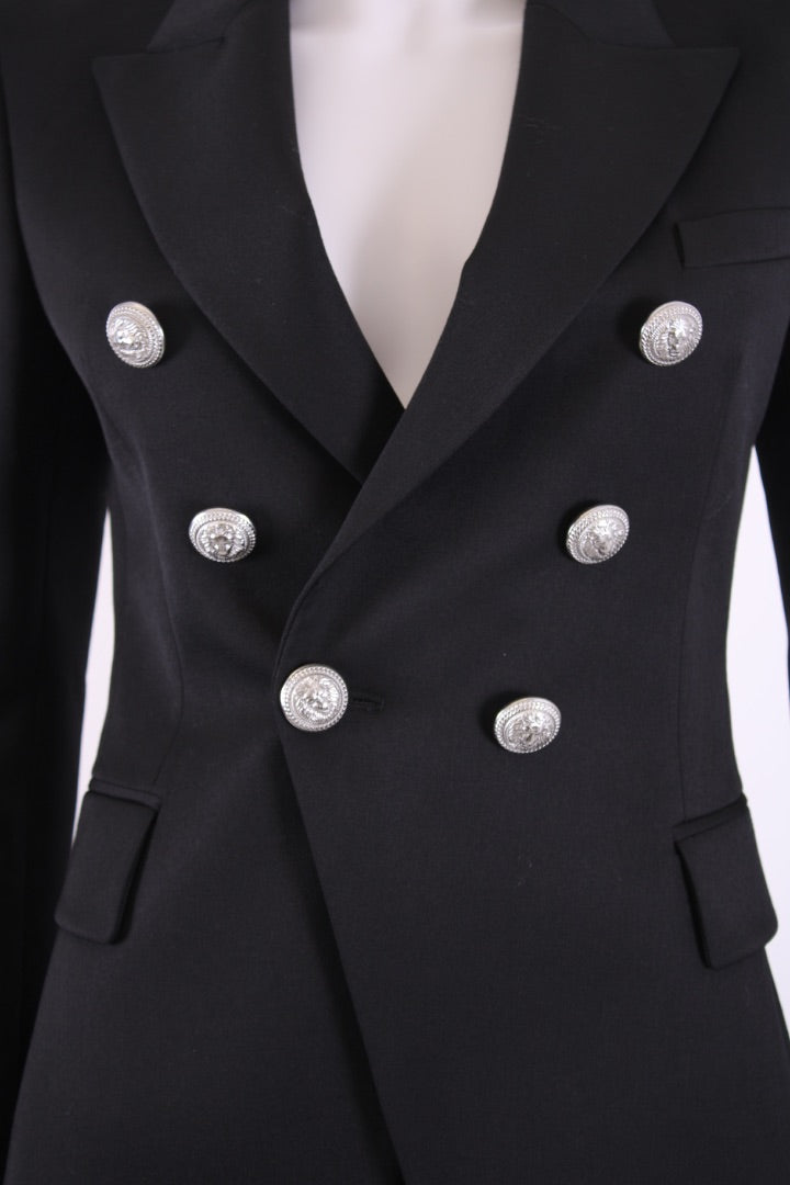 Balmain Silver Button Blazer Black 8