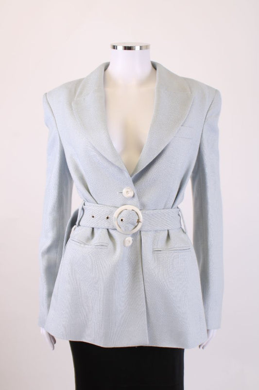 DE LA VALI Belted Blazer Jacket Blue 8