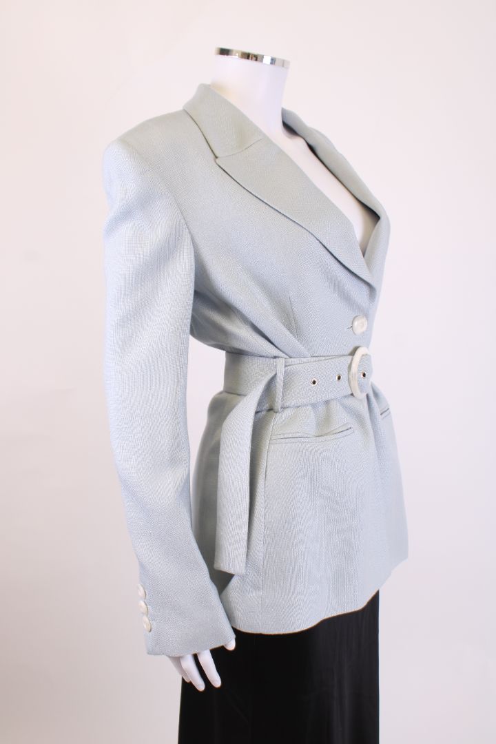 DE LA VALI Belted Blazer Jacket Blue 8