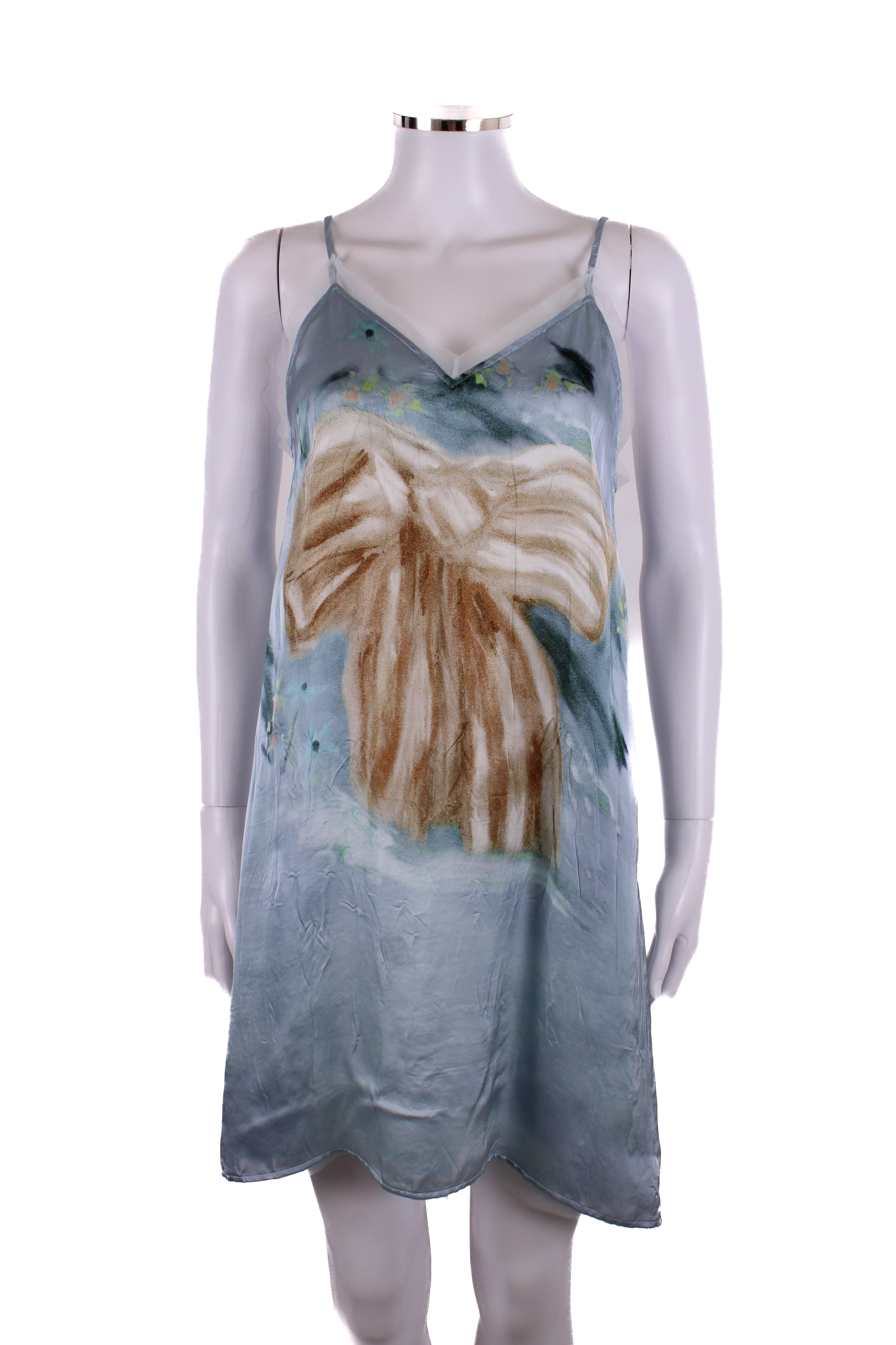 Acne Studios S/S Bow Print Slip Dress Light Blue S