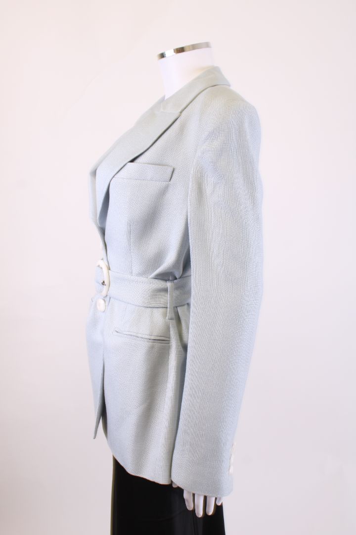 DE LA VALI Belted Blazer Jacket Blue 8