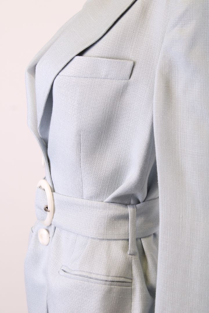 DE LA VALI Belted Blazer Jacket Blue 8