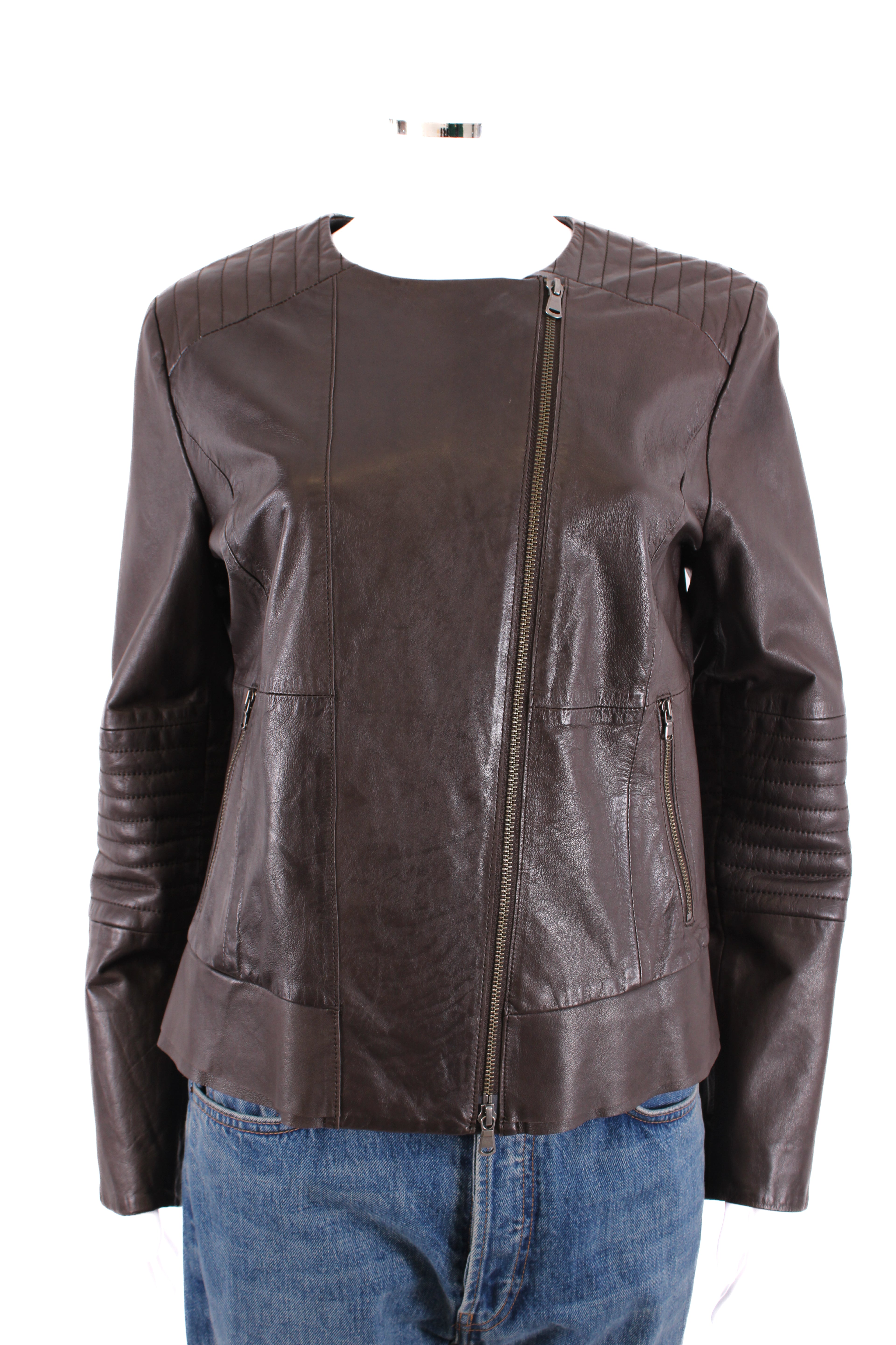Weekend MaxMara Leather Jacket Brown 12