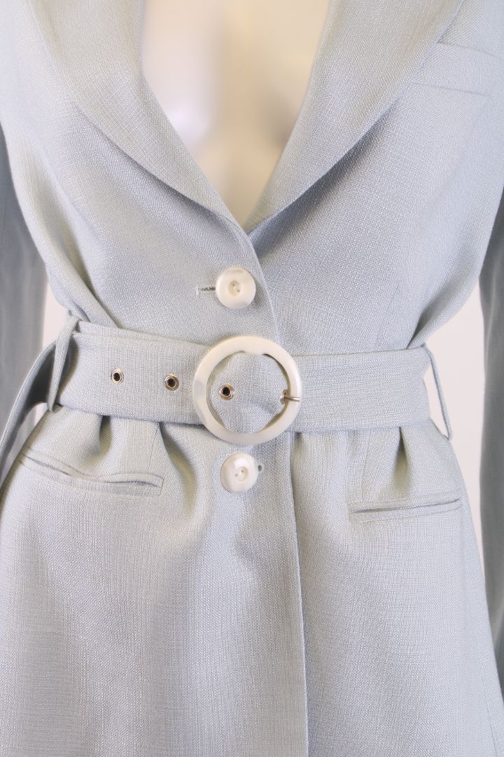 DE LA VALI Belted Blazer Jacket Blue 8