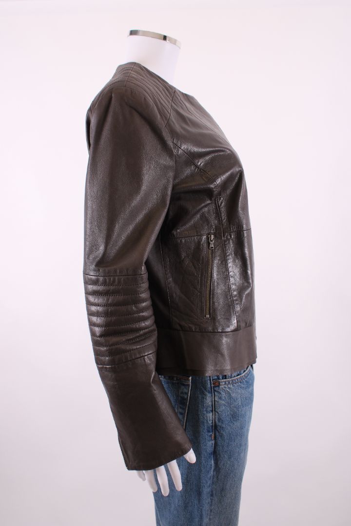 Weekend MaxMara Leather Jacket Brown 12