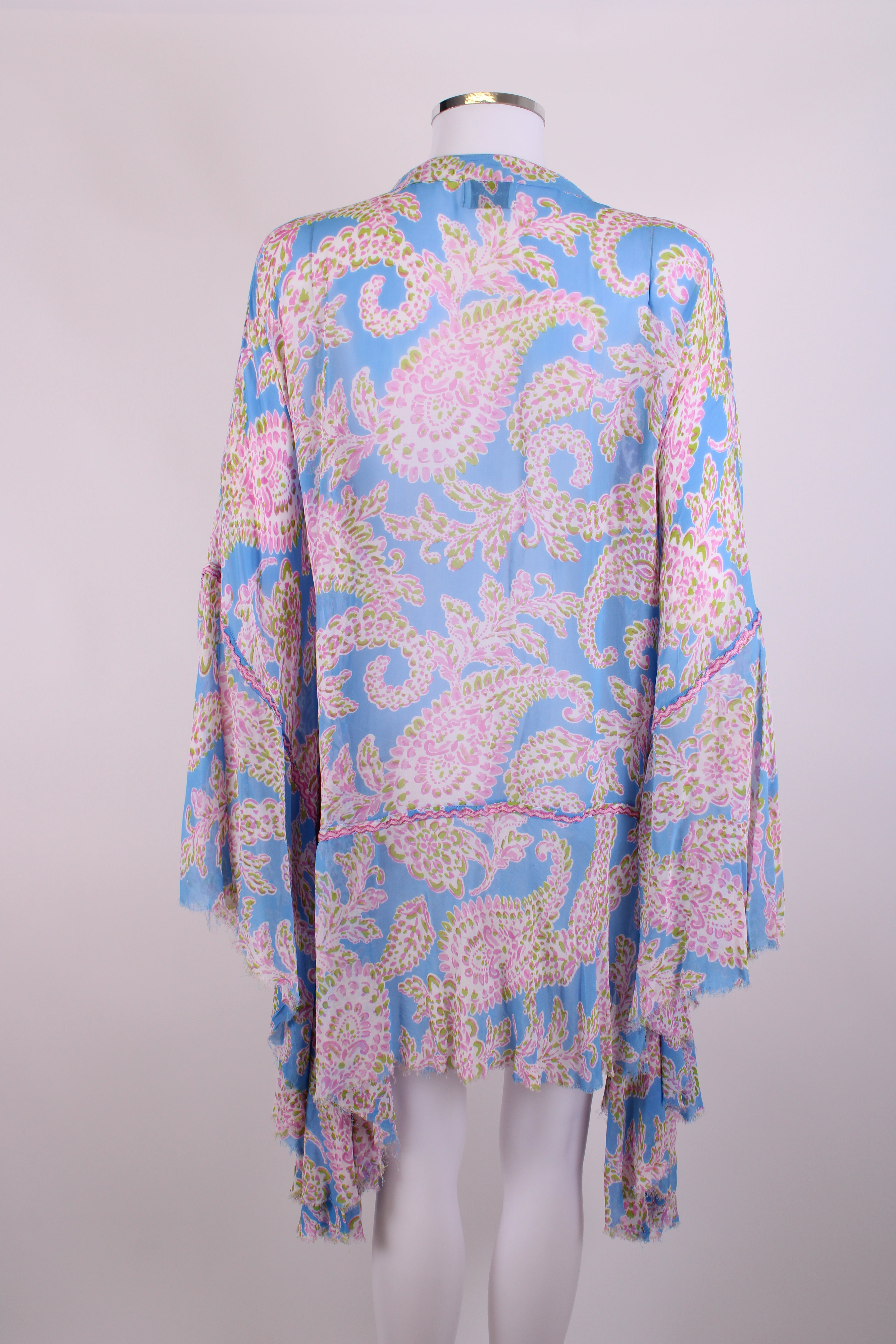 Miss June L/S Sequin Embellished Print Blouse Blue/ Pink O/S