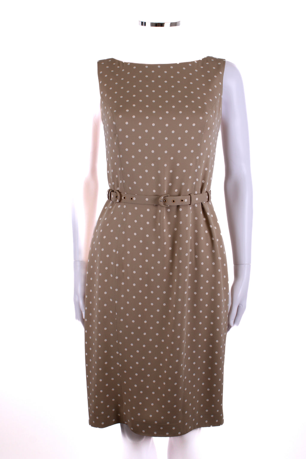 Unknown Silk polka dot dress with belt Beige and Cream M