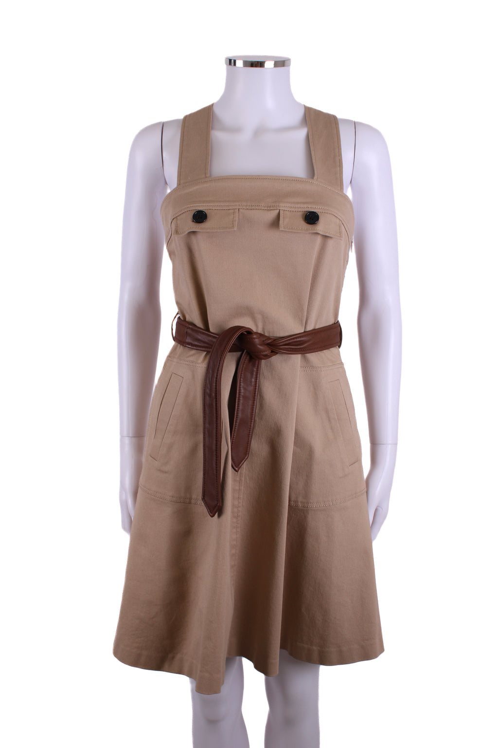 Claudie Pierlot Belted Pinafore Dress Beige 38