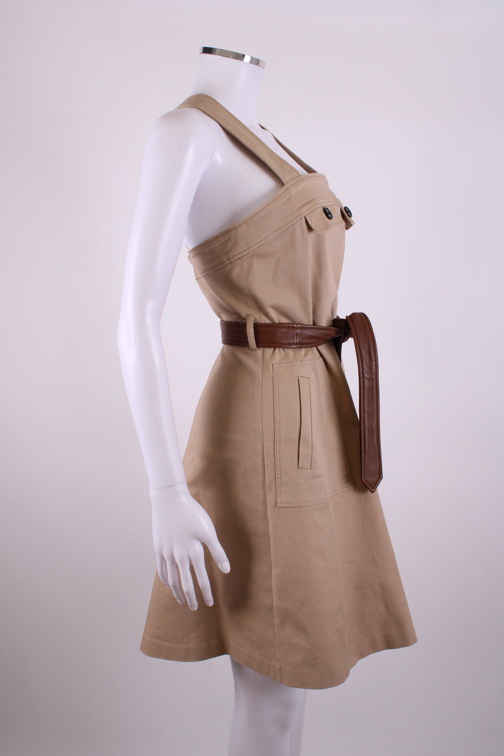 Claudie Pierlot Belted Pinafore Dress Beige 38