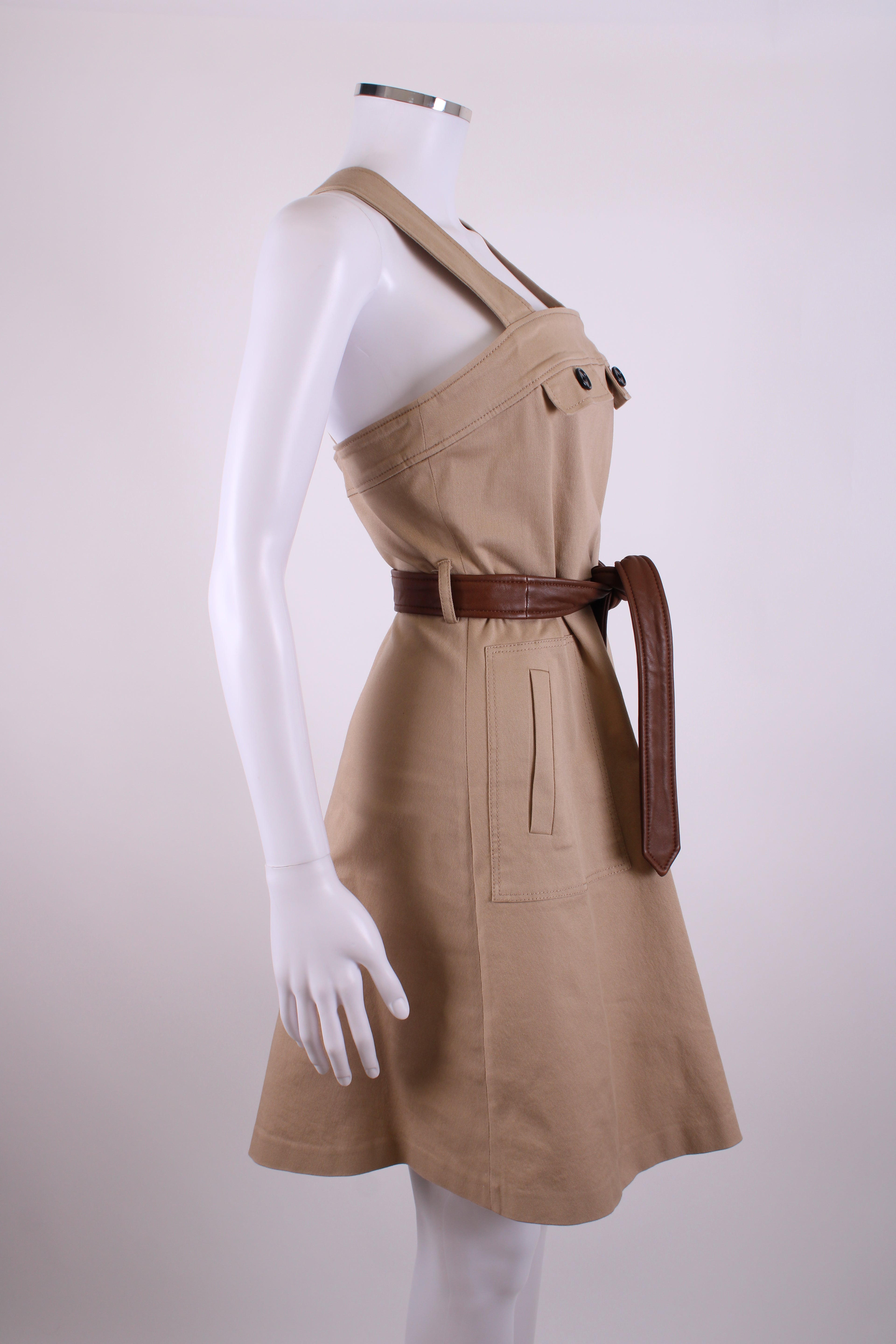 Claudie Pierlot Belted Pinafore Dress Beige 38