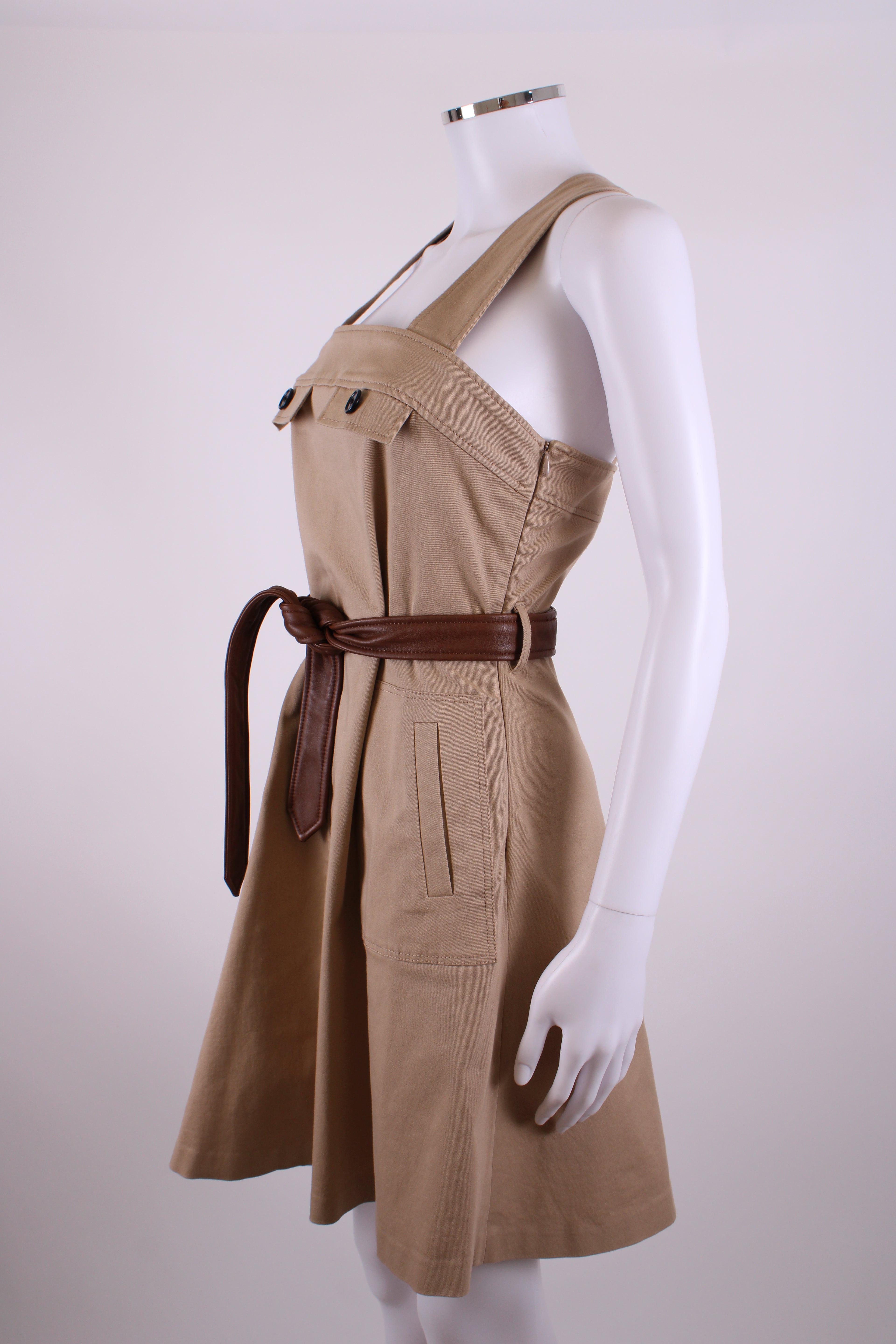 Claudie Pierlot Belted Pinafore Dress Beige 38