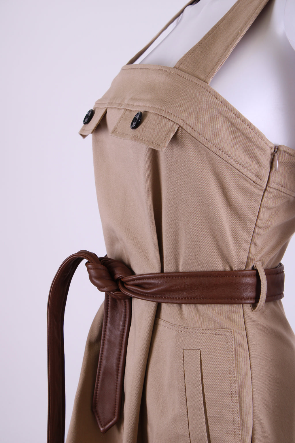 Claudie Pierlot Belted Pinafore Dress Beige 38