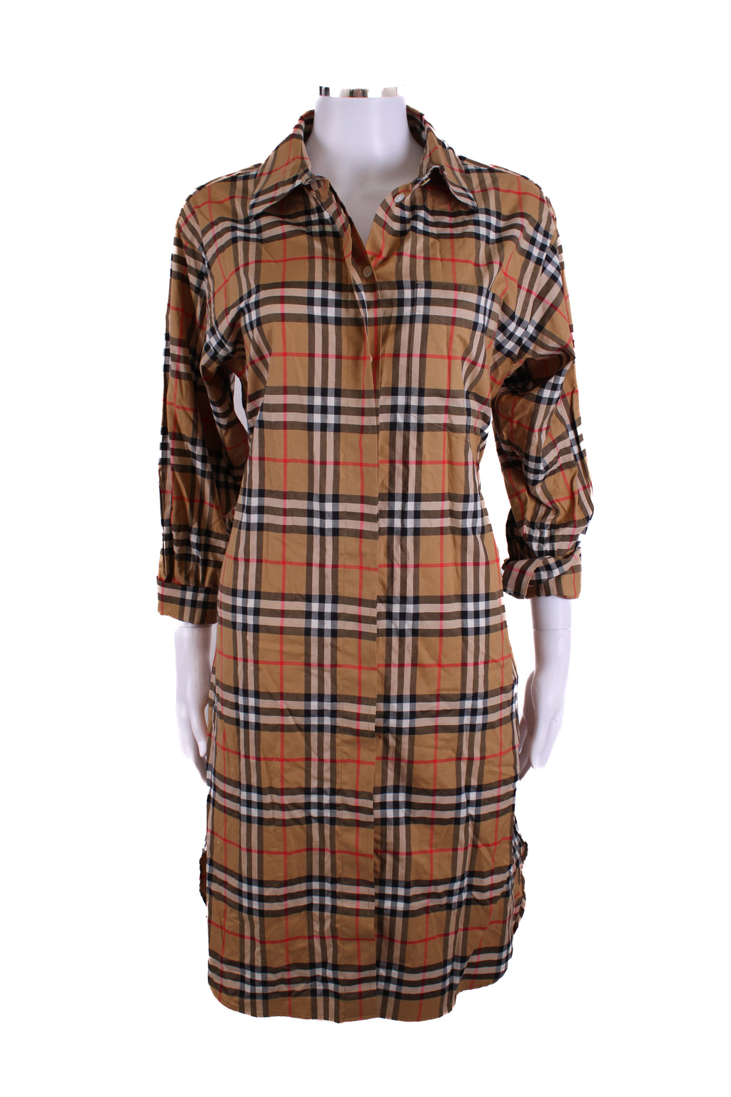 Burberry L/S Check Shirt Dress Tan 8
