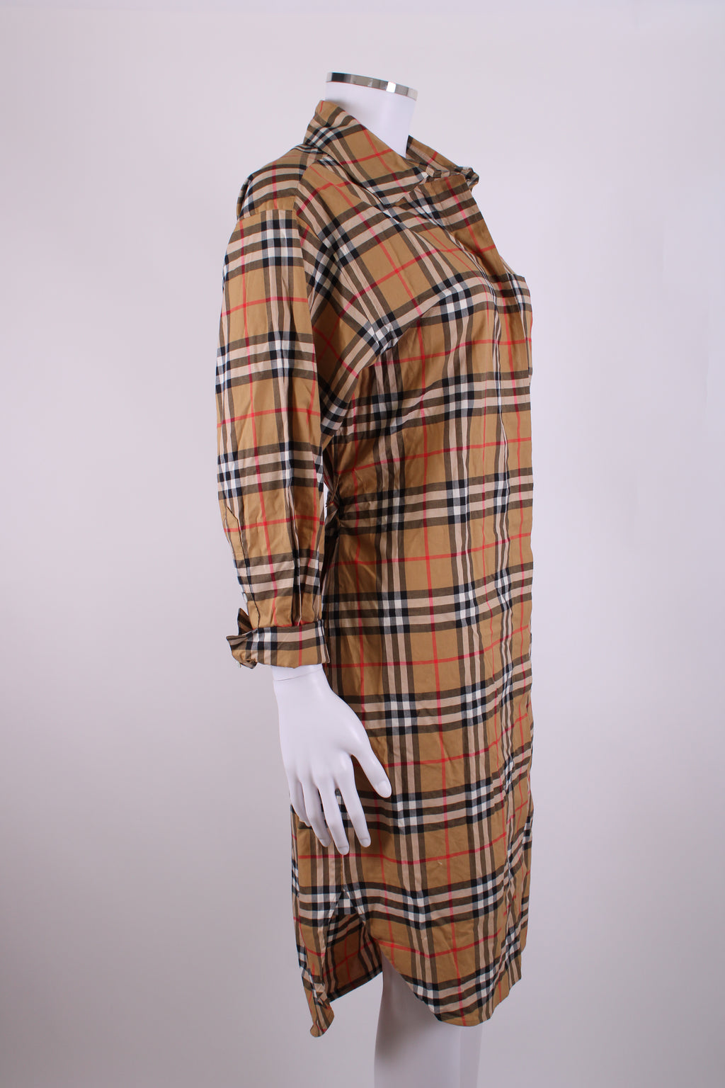 Burberry L/S Check Shirt Dress Tan 8