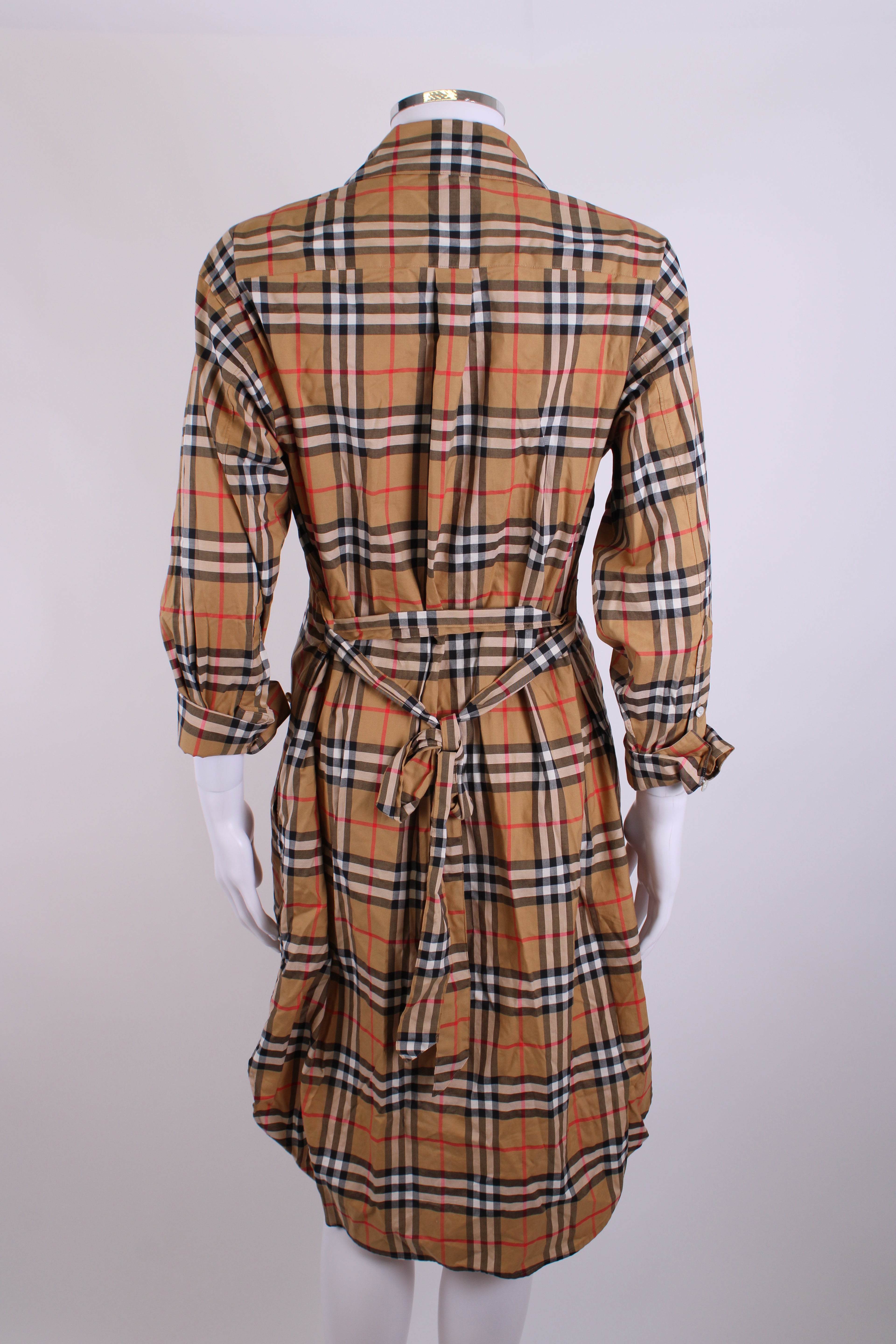 Burberry L/S Check Shirt Dress Tan 8