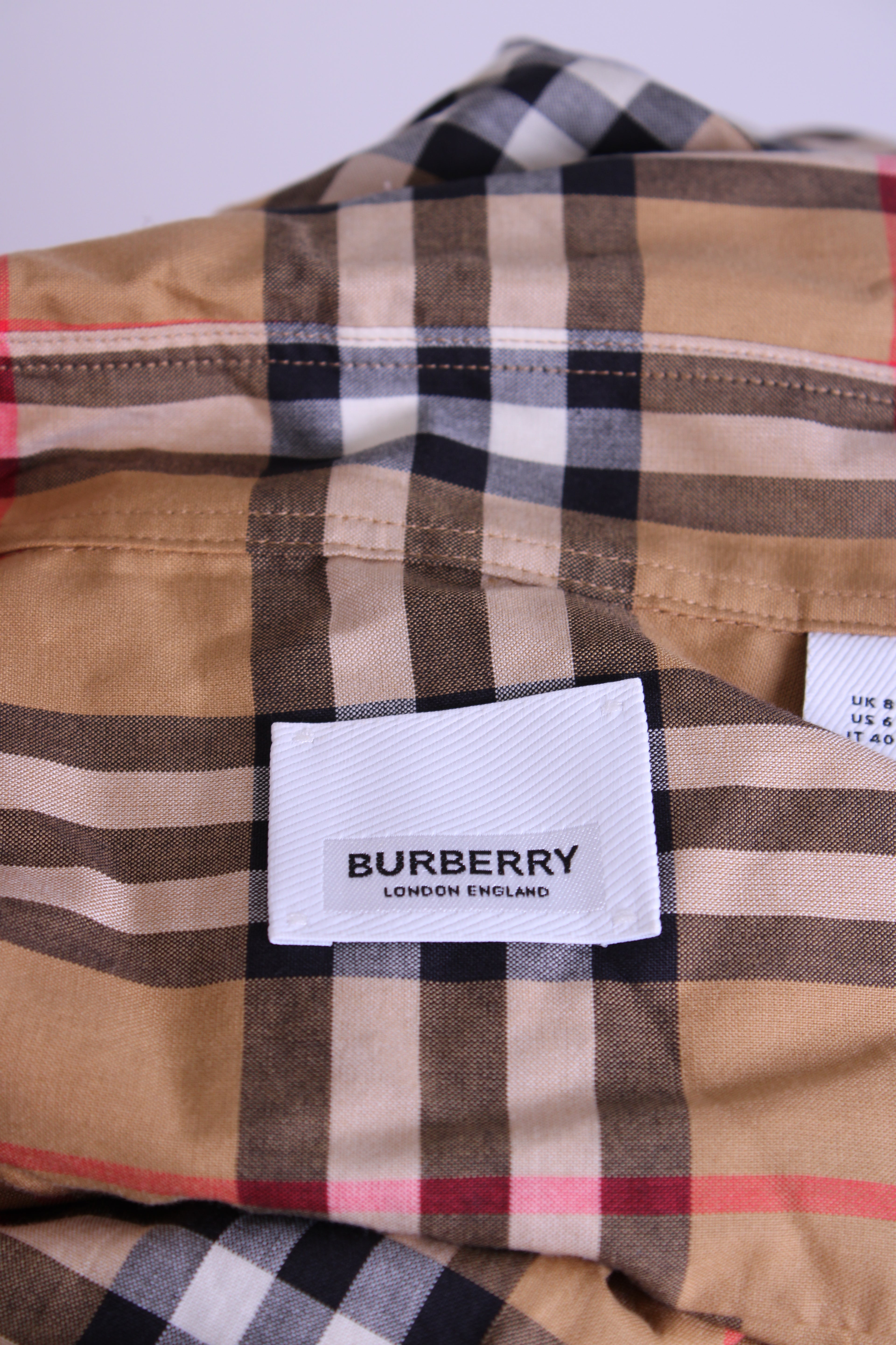 Burberry L/S Check Shirt Dress Tan 8