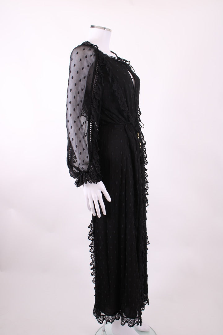 Zimmermann L/S Ruffle Jumpsuit Black S