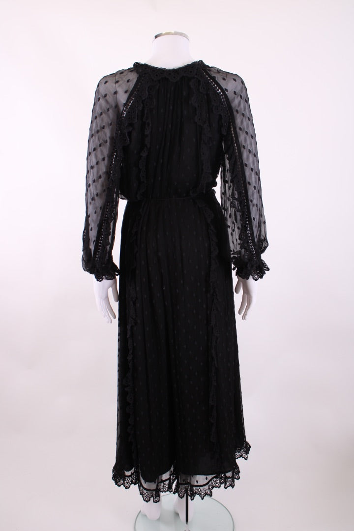 Zimmermann L/S Ruffle Jumpsuit Black S