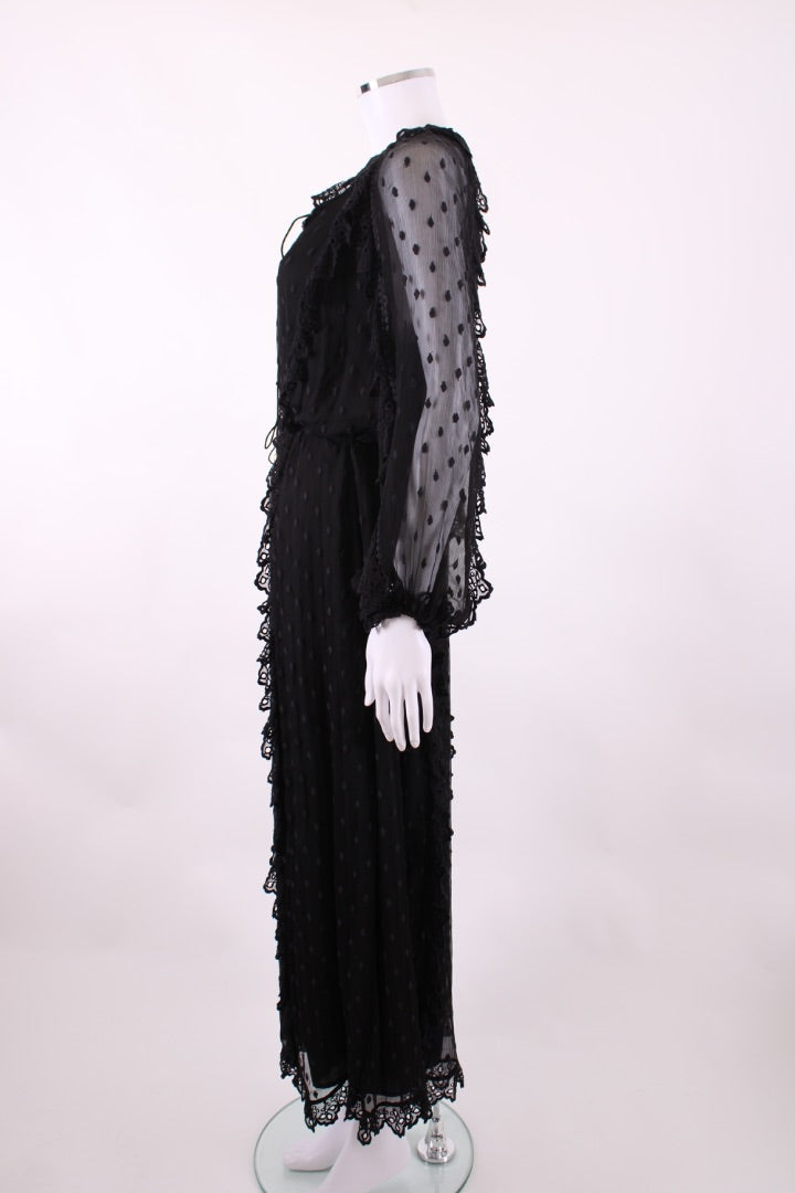 Zimmermann L/S Ruffle Jumpsuit Black S