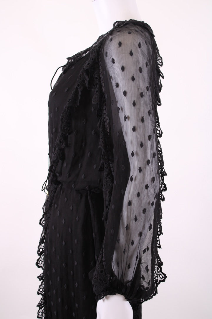 Zimmermann L/S Ruffle Jumpsuit Black S