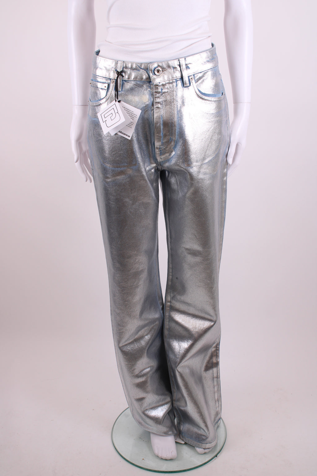 Paco Rabanne Coated Jeans Silver 27