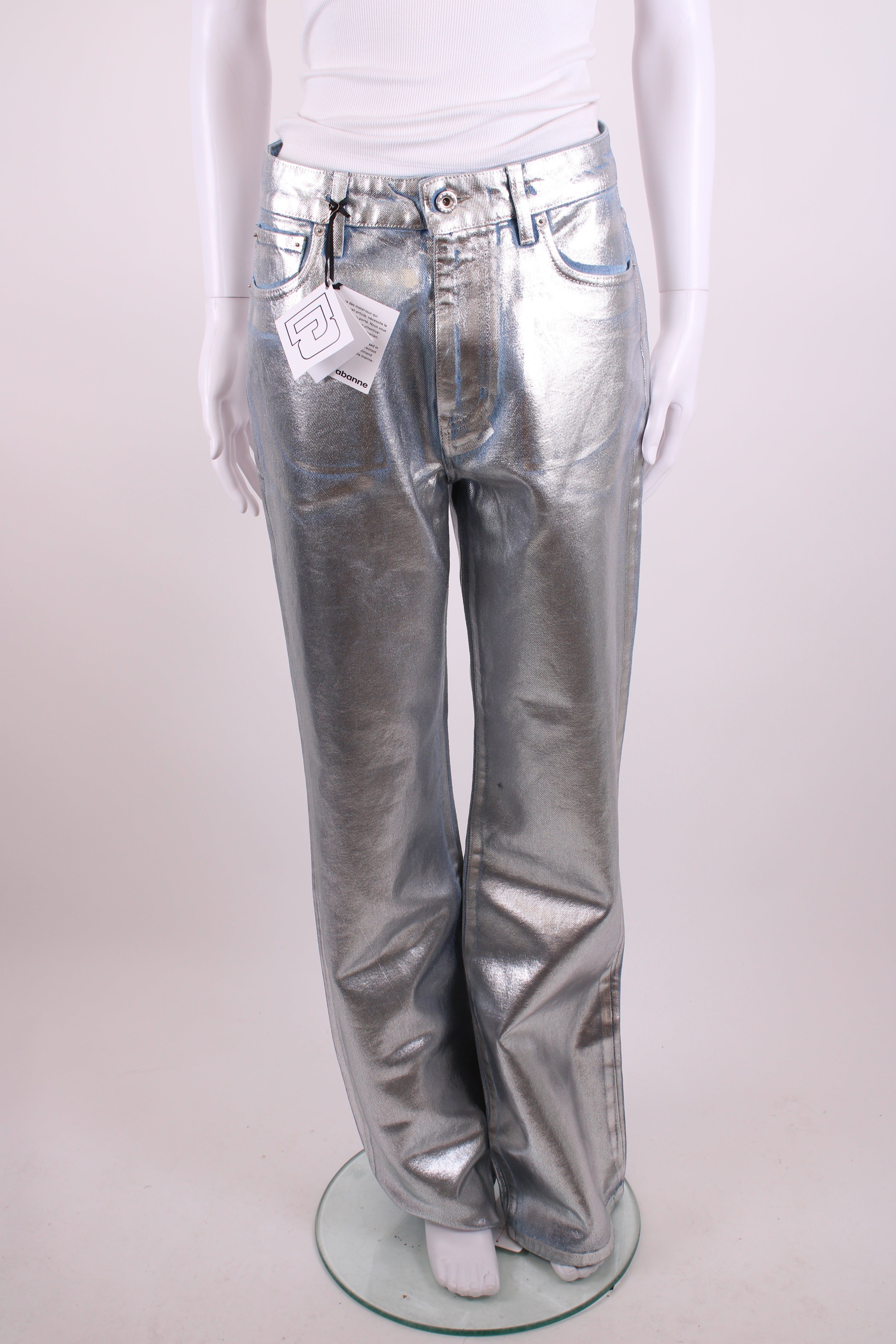 Paco Rabanne Coated Jeans Silver 27