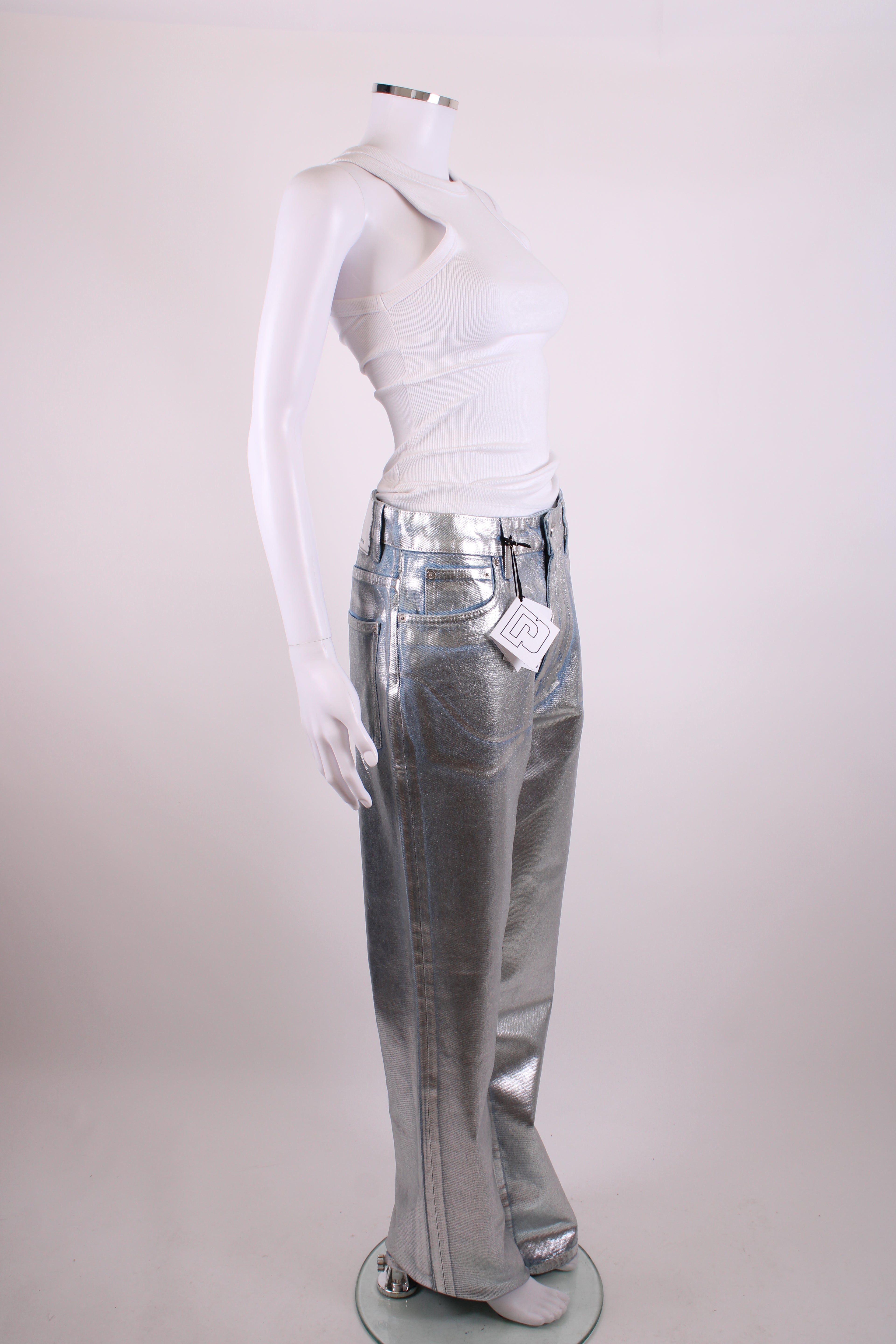 Paco Rabanne Coated Jeans Silver 27