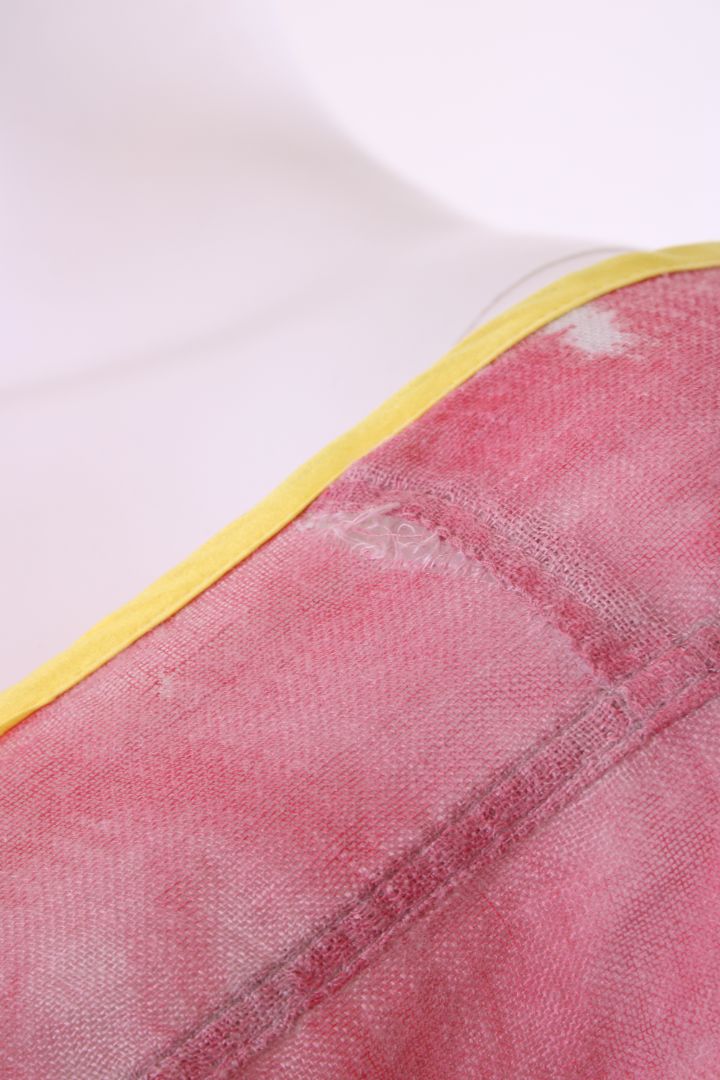 Maurizio Embroidered/ glitter cover up dress pink/yellow trim L