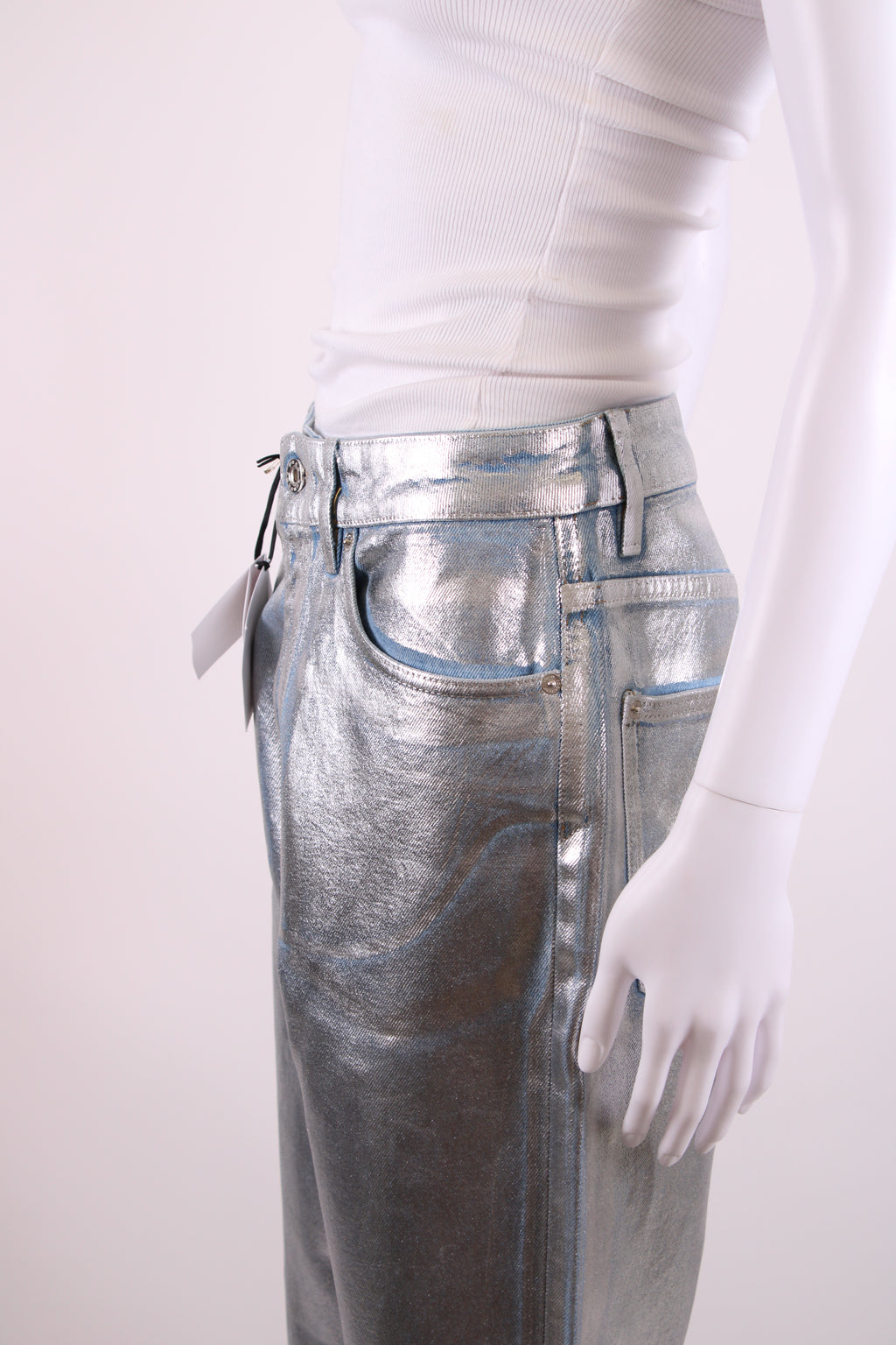 Paco Rabanne Coated Jeans Silver 27