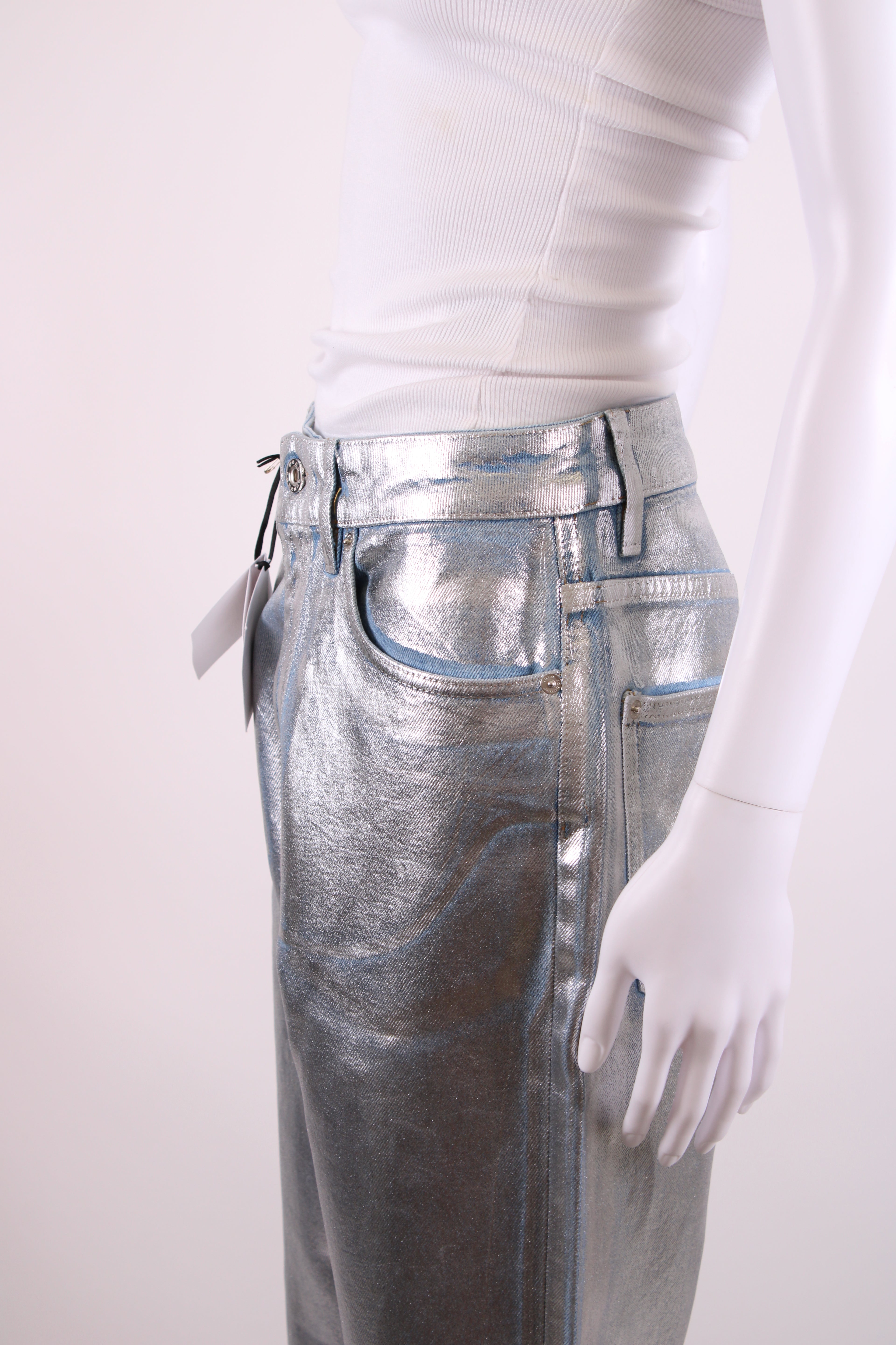 Paco Rabanne Coated Jeans Silver 27