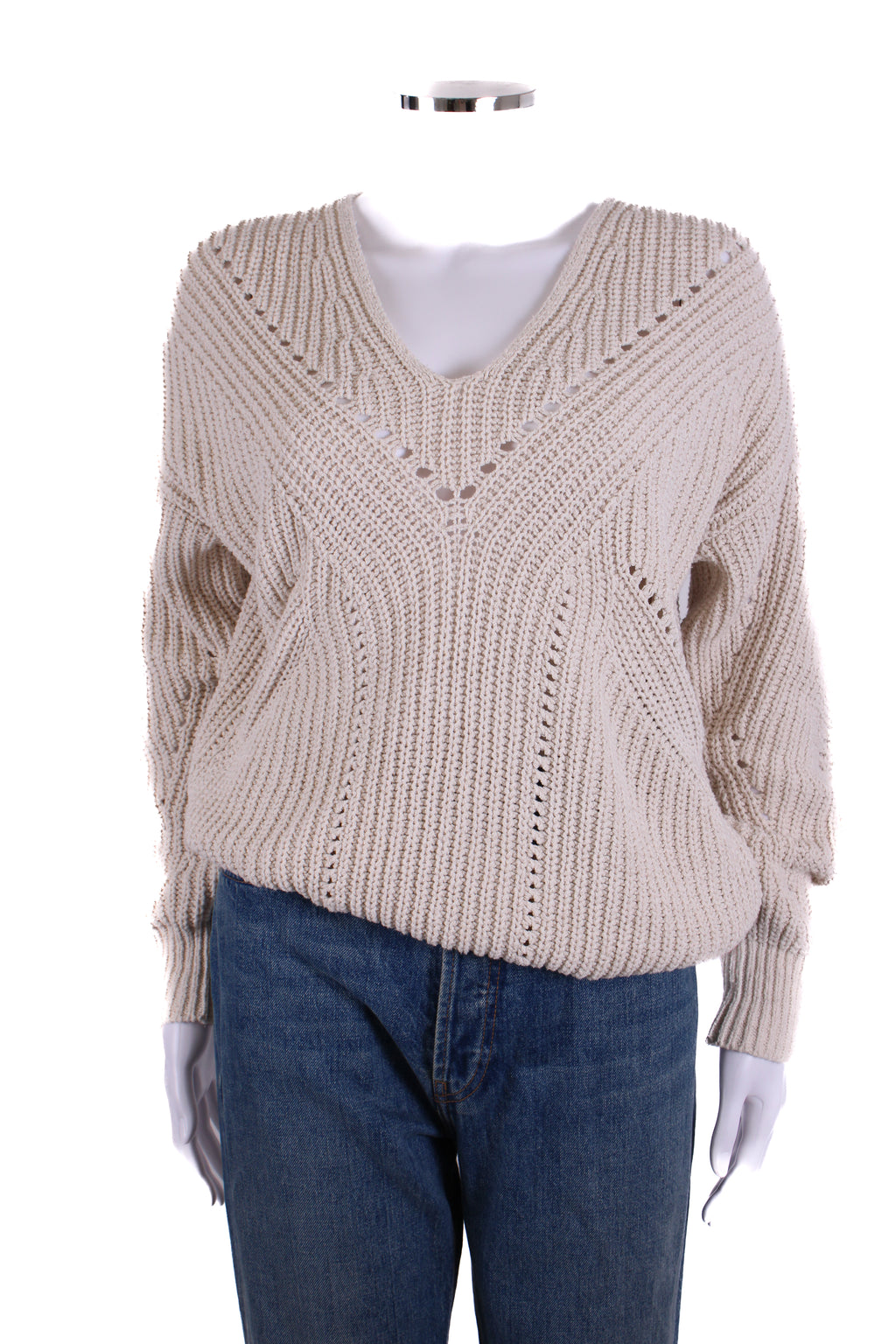 Repeat L/S Open Knit Jumper Beige 8