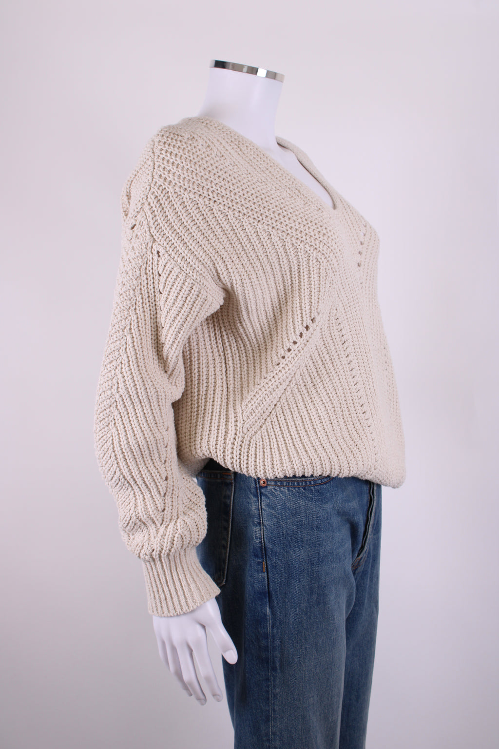 Repeat L/S Open Knit Jumper Beige 8